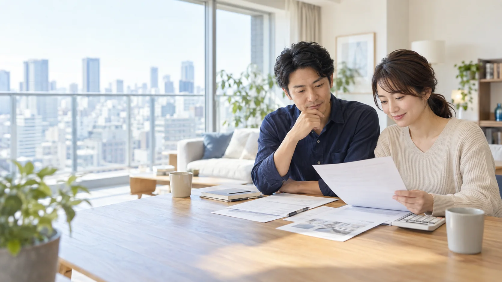 中古マンションの購入前に住宅ローンの準備を確認する夫婦